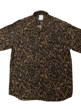 VTG St. Michael Shirt Mens Size M Camp Collar Viscose Floral Made in UK Green